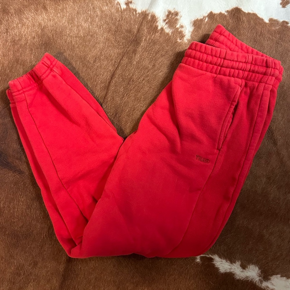 Aritzia TNA Red Sweatfleece Cozy Fleece Sweatpants
